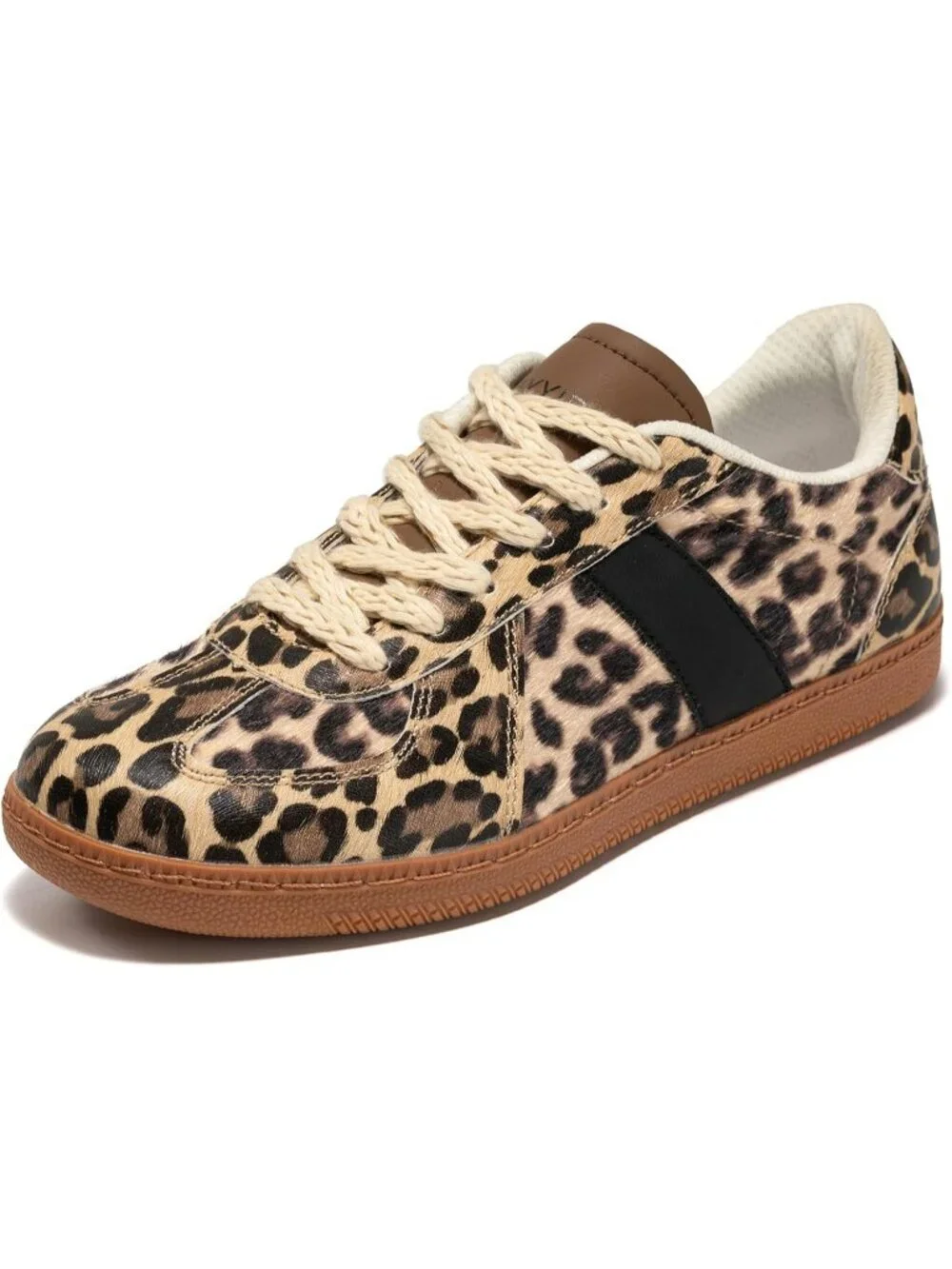 Women’s Brown Leather Sparkly Casual Shoes with Cushioned Insole Glitter Sneaker